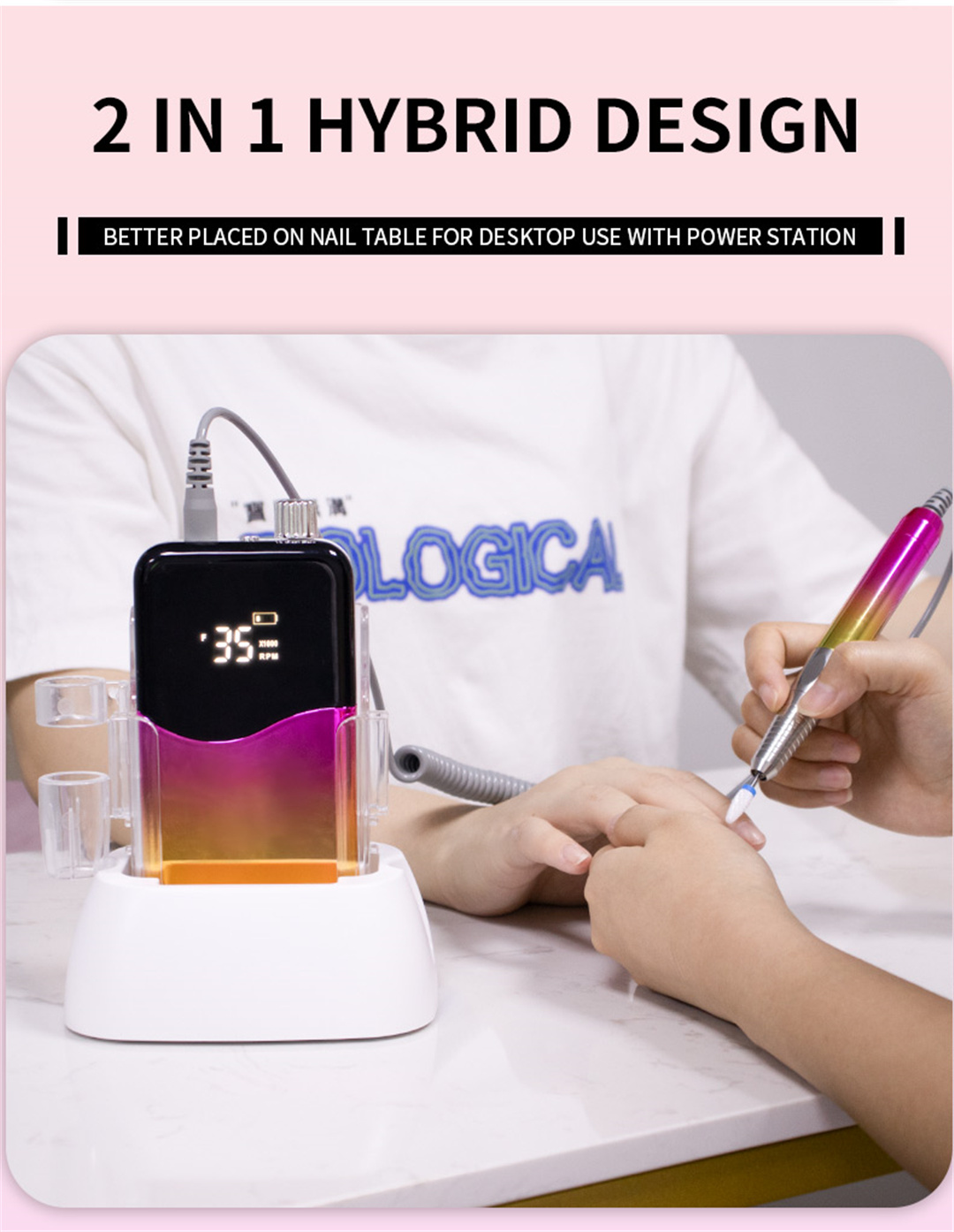 SN358S Professional Brushless Nail Drill Machine Portable Cordless Rechargeable 35000 RPM Manicure E File (4)