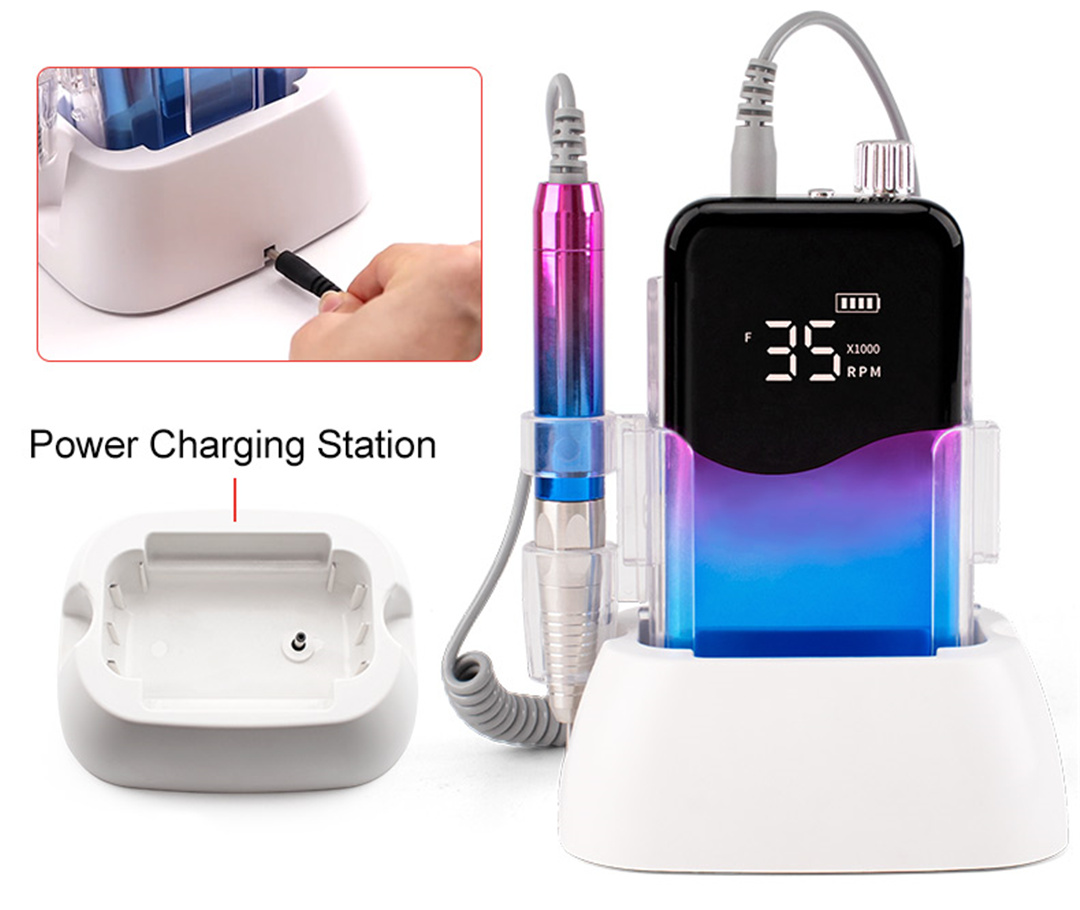 SN358S Professional Brushless Nail Drill Machine Portable Cordless Rechargeable 35000 RPM Manicure E File (9)