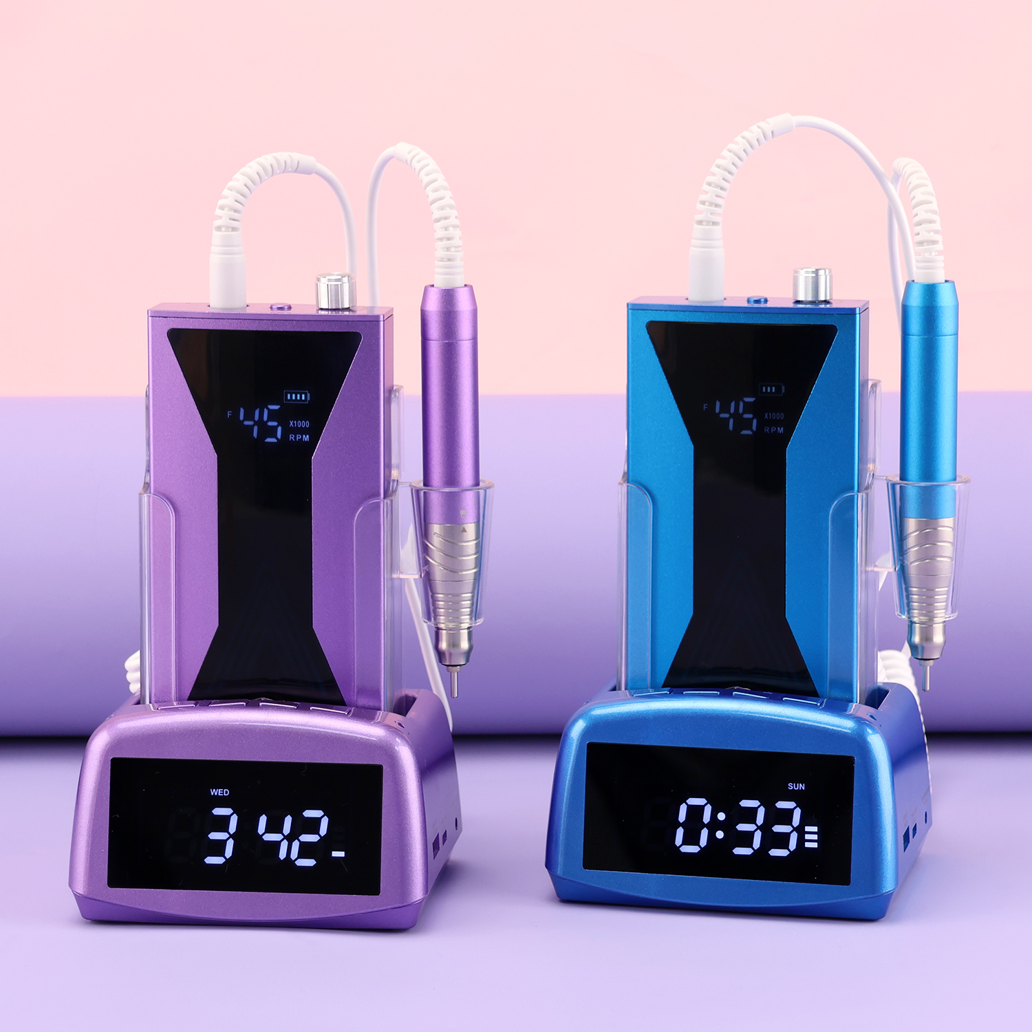 SN376S 45000PRM Electric Nail File To Remove Gel Polish with Clock Base