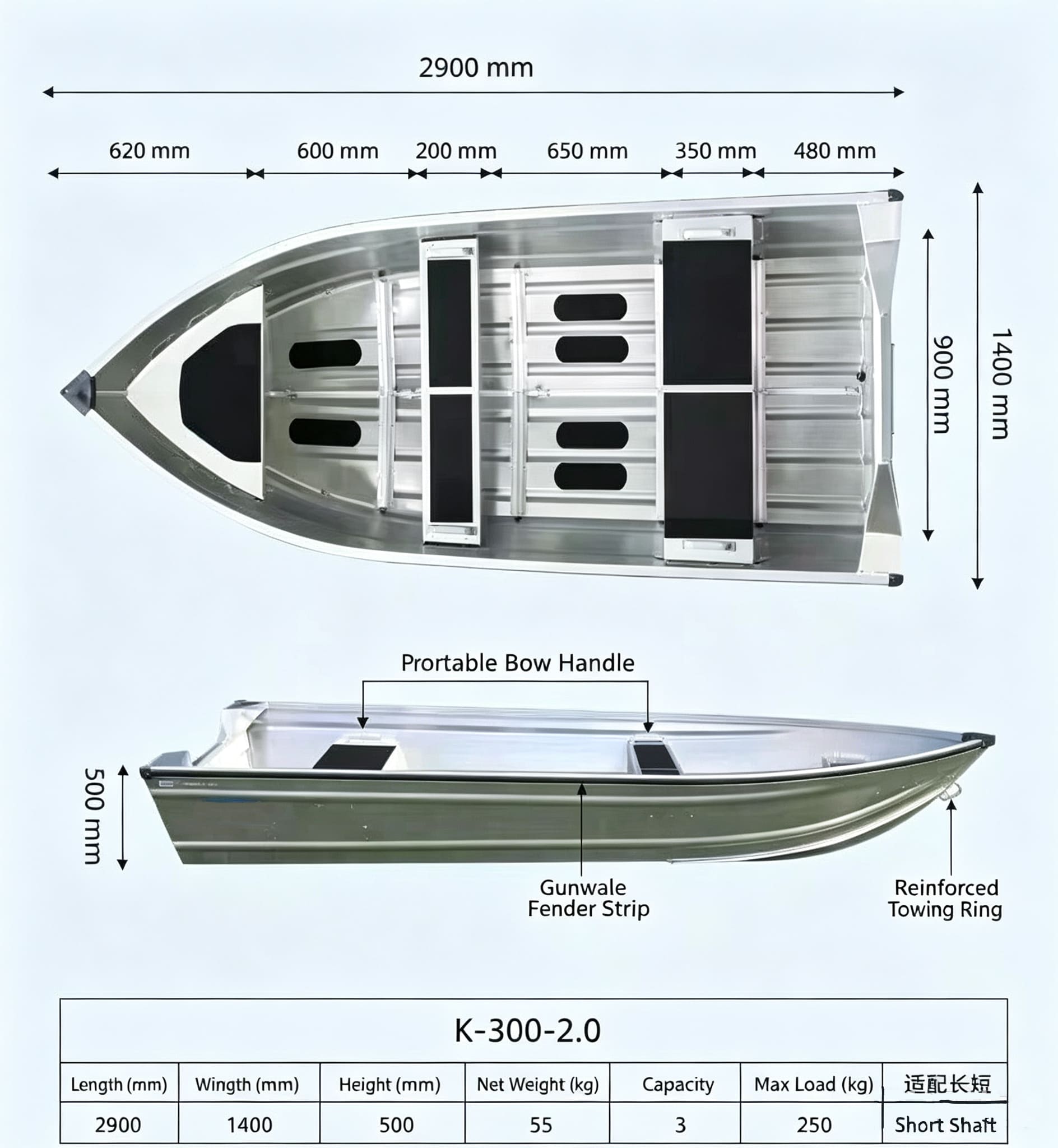 aluminum-boat-for-aquaculture-and-water-cleanup.jpg / Alt: Heavy duty aluminum utility boat used for aquaculture farming and lake cleanup
