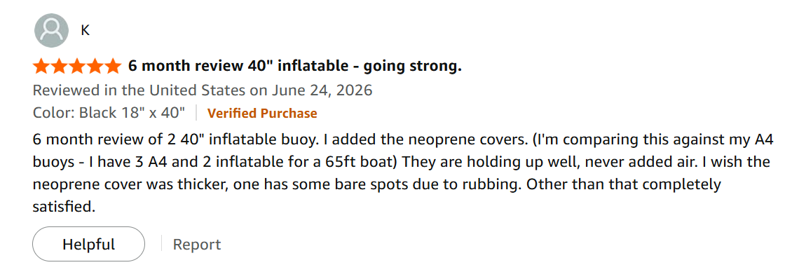 k-jk-customer-reviews-65ft-yacht-icw-fenders.png  Alt Customer reviews from 65ft yacht owners testing inflatable fenders on ICW and against 20 knot winds.png