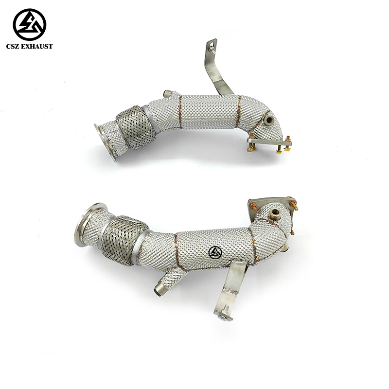 Audi R8 5.2L V10 Downpipe Stainless Steel 304 OPF Version Exhaust Pipe with Heat Shield