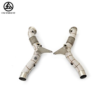 Ferrari F8 Tributo / Spider V8 3.9T Straight Downpipe with Heat Shield Stainless Steel Header Exhaust System