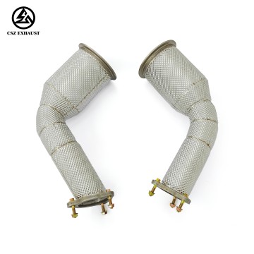 Audi RS4 RS5 B9 2.9T Catted Downpipe with Heat Shield Stainless Steel Euro 5 Header Exhaust System without OPF