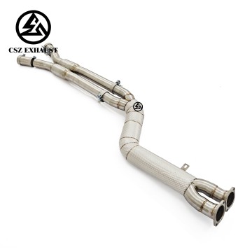 Système d'échappement en acier inoxydable à tube intermédiaire avec résonateur et protection thermique pour BMW F97 F98 X3M X4M 3.0T, diamètre du tube unique : 101 mm.