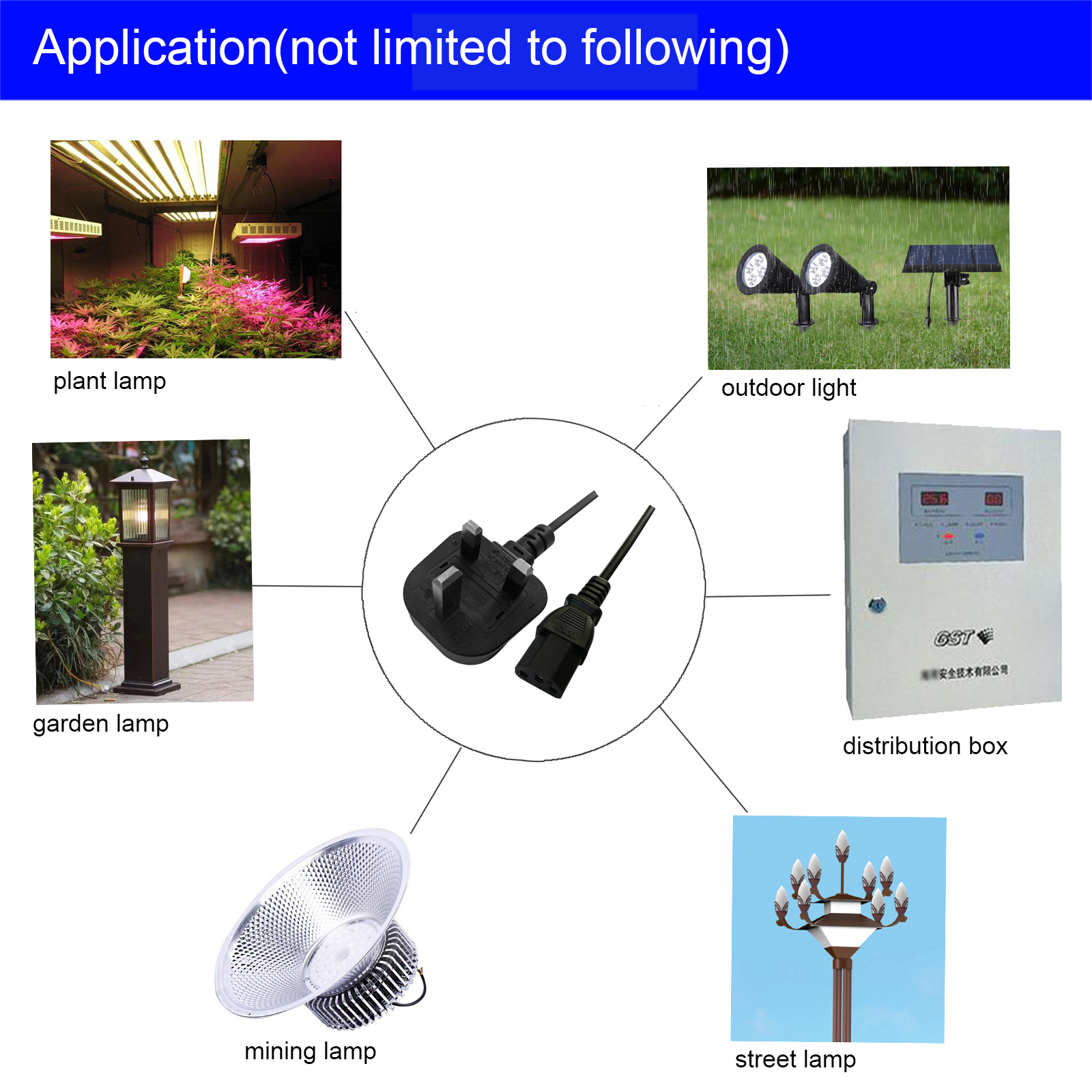 BYC0008 Boying UK 3Pin to C14 plug AC cable application30j