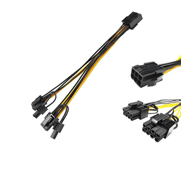 Single 5557 6P female to Dual 5557 8P male Graphics Card Power Cable
