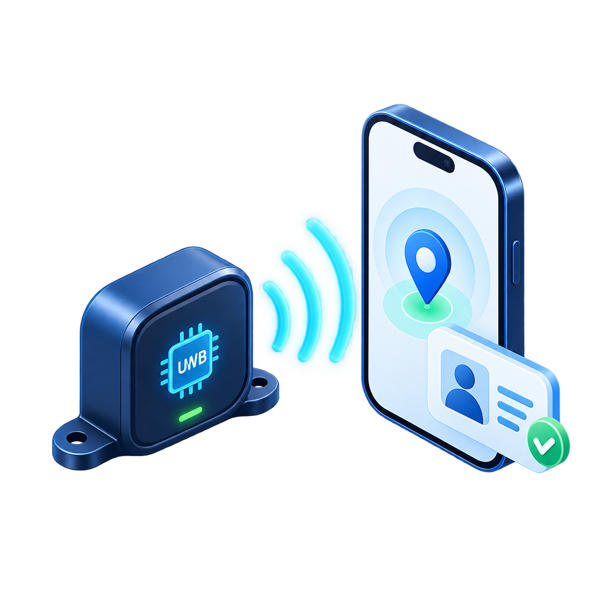 UWB ranging and identity recognition detecting an authorized smartphone near an access point