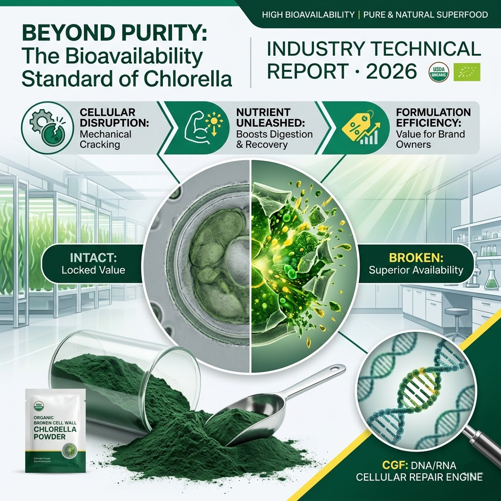 Exploiter le potentiel de la technologie verte : pourquoi la technologie de la paroi cellulaire brisée est la véritable norme pour la biodisponibilité de la chlorelle biologique