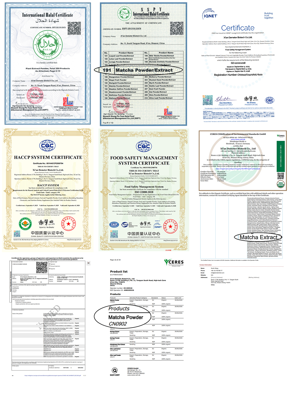MATCHA certificate