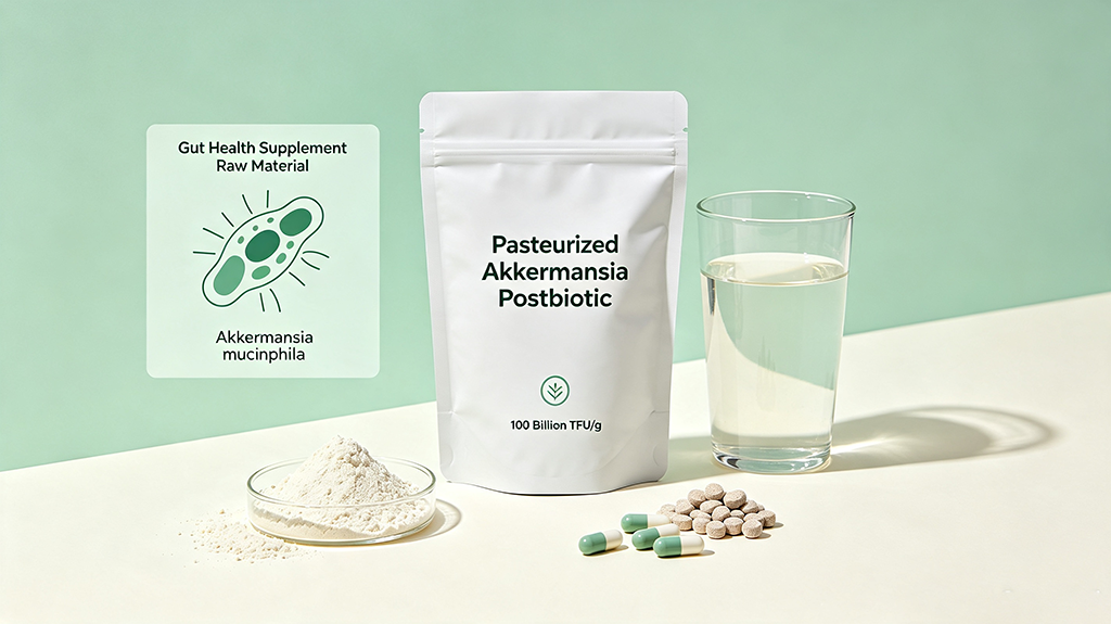 Dietary supplement products and pasteurized Akkermansia postbiotic powder