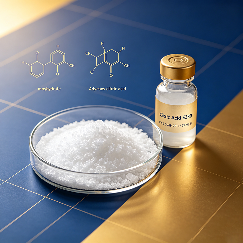 Physicochemical Difference Between Citric Acid Monohydrate & Anhydrous Citric Acid E330 (CAS 5949-29-1 / 77-92-9)