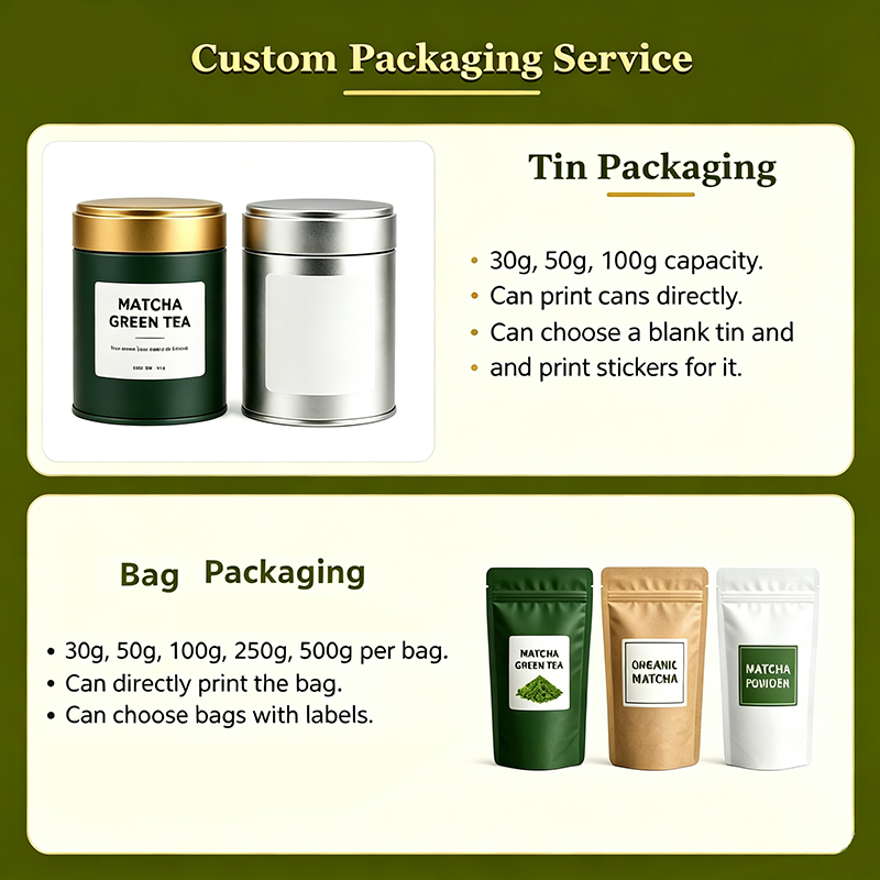 Matcha tin pack formats
