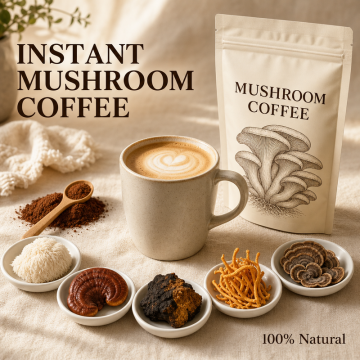 Mushroom Coffee Instant Powder 5-in-1 & 12-in-1 Blend with Reishi Chaga Lions Mane Cordyceps Extract OEM Support
