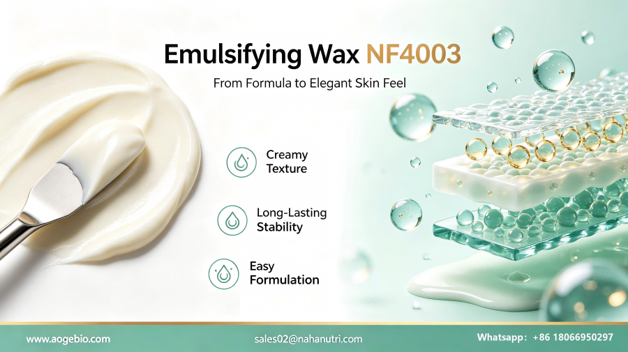 A cera emulsionante NF4003 crea una sensazione di pelle cosmetica setosa?
