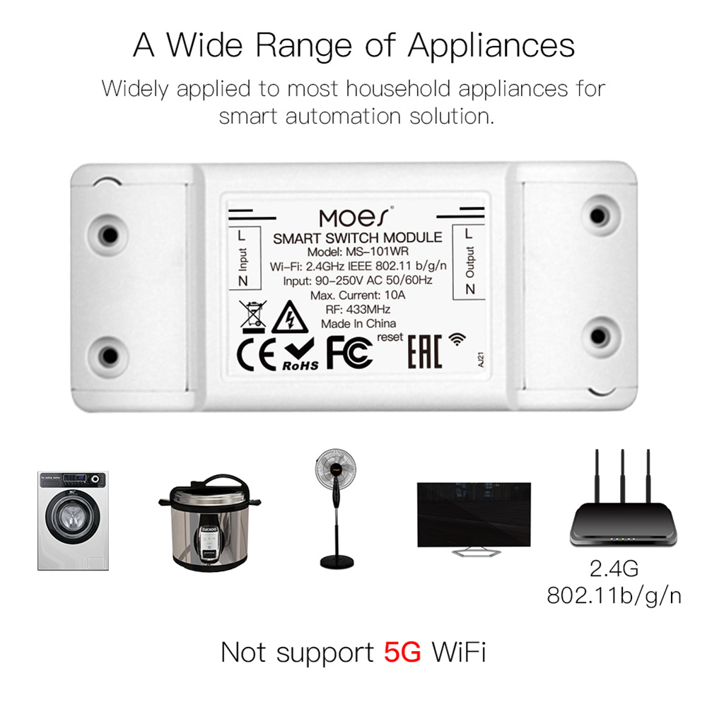 Interruttore intelligente con telecomando wireless RF433Mhz+WiFi04