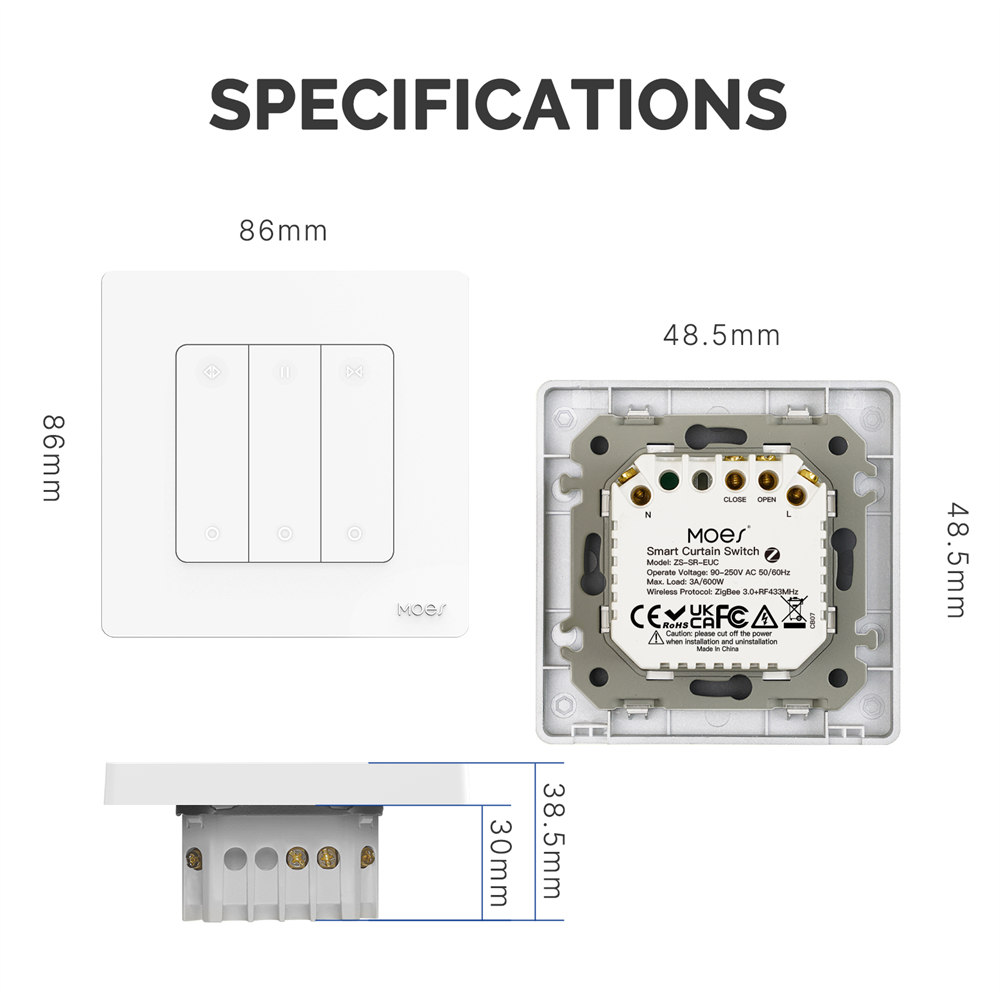 Interruttore per tenda ad anello stellare MOES Smart ZigBee per Rol04