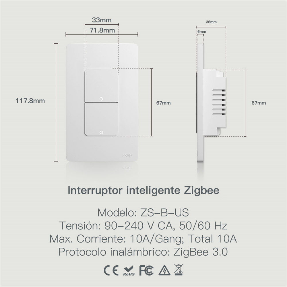 Interruttore intelligente MOES Tuya ZigBee versione USA 1-4 Gang 04