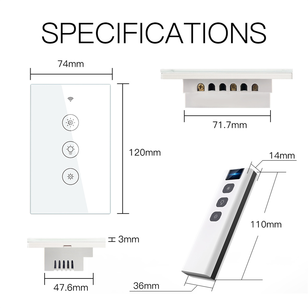Interruptor de intensidade de luz inteligente MOES WiFi RF, Smart Life03
