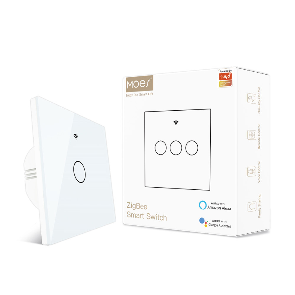 MOES ZigBee Crystal Glass Wall Touch Smart Light S01
