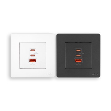 MOES Star Ring Series 65W Fast Charging PD3.0 Wall Electrical Outlet Charger GaN Socket 3 Ports Type C USB a OverTemp Protection