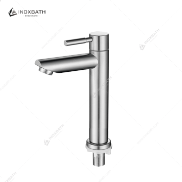 Modern Single-Handle Cold Deck-Mounted Ceramic Basin Tap SUS 304 Stainless Steel Brushed Faucet for Living Room
