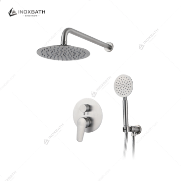 Brushed Stainless Steel Shower Mixer Taps Surface Mounted Bath Faucets for Apartment Use