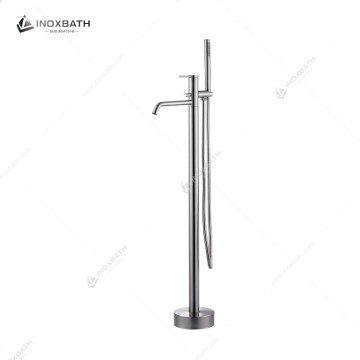 Freestanding Tub Filler Waterfall Bathroom Faucet Floor Mounted Single Handle Tub Faucet with Manual Shower