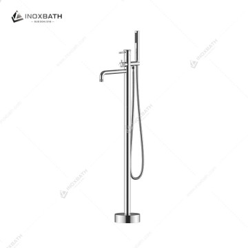Modern Fashion Brass Hot and Cold Mixed Bathroom Floor Shower Freestanding Faucet for Bathtub