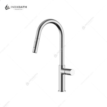 Pull-Out Kitchen Faucet in Brushed 304 Stainless Steel with Contemporary Design