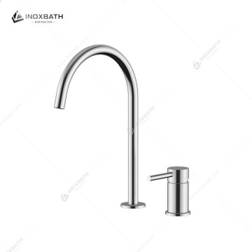 Modern Single Kitchen Basin Faucet 304 Stainless Steel Ceramic Hot And Cold Water Split Brushed Color Wash Basin