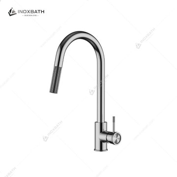 Pull-Down Kitchen Faucet Single-Handle with In-Line Sprayer, Multiple Spray Functions, High-Arc Design
