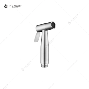 Handheld Bidet Shattaf Set in Brushed Finish Chrome Stainless Steel with Diverter Muslim Shower Faucet Spout for Bathroom
