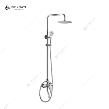 Black Single-Handle Wall-Mounted High Pressure Shower System with Rain Spray Hand Spray for Apartment Hotel Use Brushed Finish