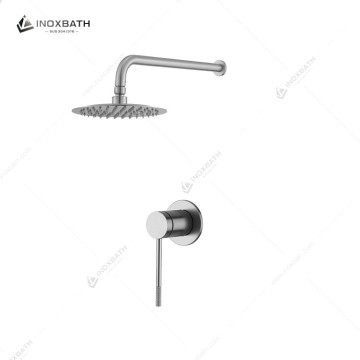 Modern Stainless Steel 304 Bathroom Hot And Cold Mixer Rainfall Head Diverter System Wall Mounted Brushed Color Shower Set