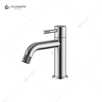 Durable 304 Stainless Steel Single Cold Water Bathroom Basin Faucet Deck Mounted Washbasin Mixer Tap for Home Washbasin Sink