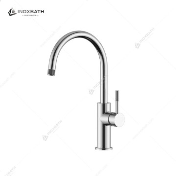 Modern Kitchen Faucet With Detachable Spray Head, Made Of Stainless Steel With Brushed Metal Finish And Single Handle