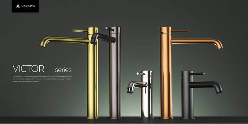 tall basin mixer tap above counter vessel sink hot cold water mixer INOXBATH
