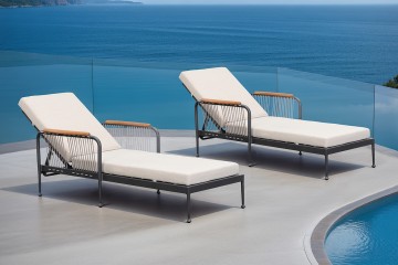 Lettino prendisole Augusta, lettino prendisole, chaise longue, Alumnium, resistente alle intemperie, bordo piscina, relax