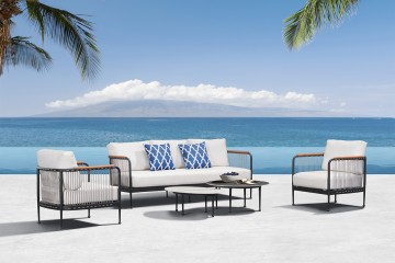 Augusta sofa, Modern, Alumnium, luxury, Weatherproof, sunroom, patio, garden