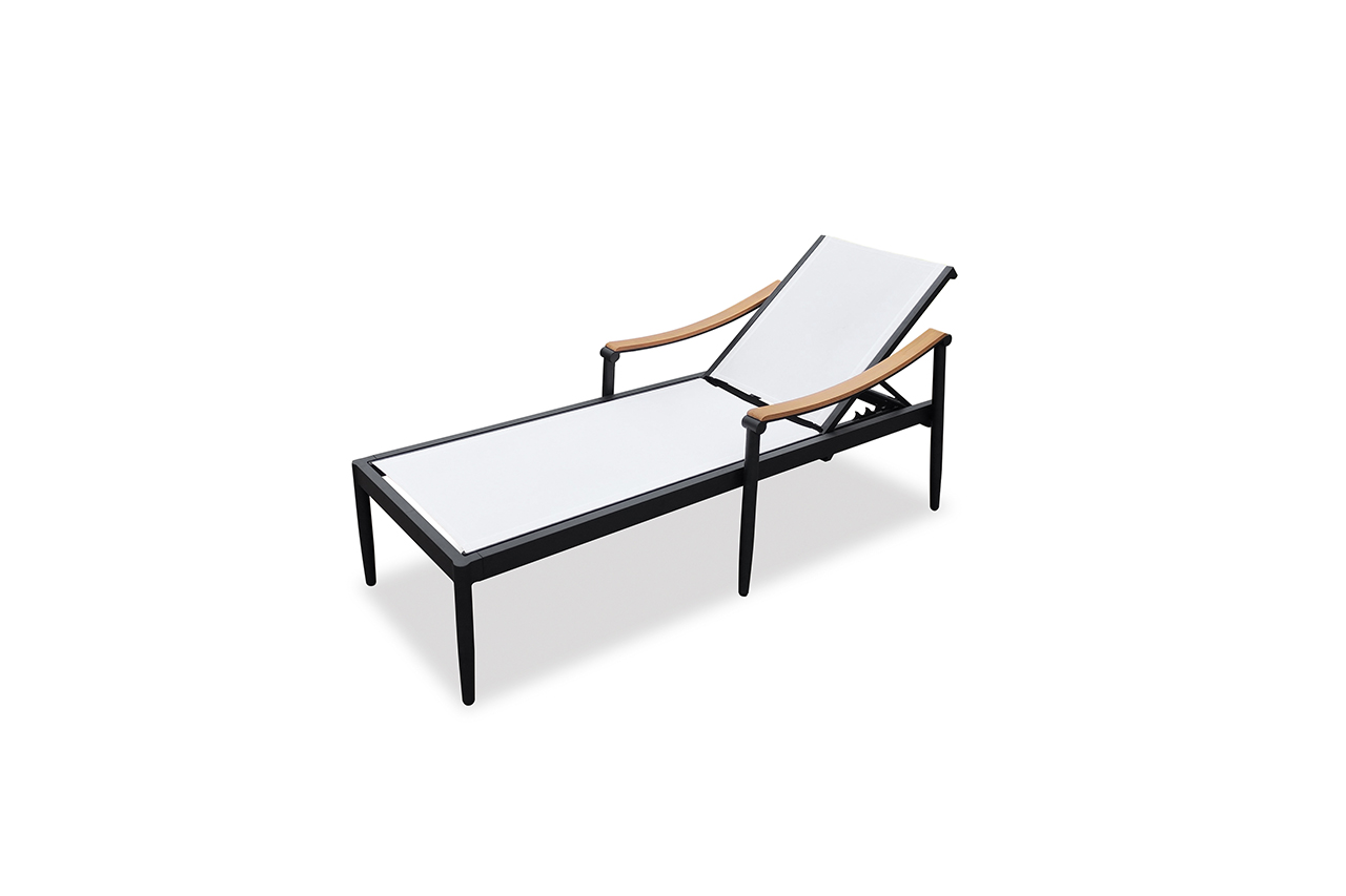 Contemporary Aluminum Beach Chaise Set with Side Table