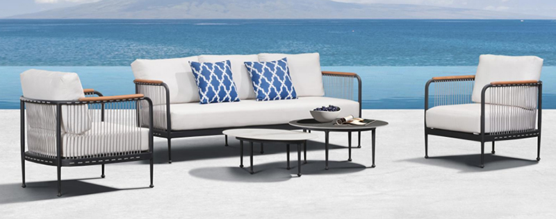 Divano moderno Augusta, in alluminio, di lusso, resistente alle intemperie, veranda, patio, giardino