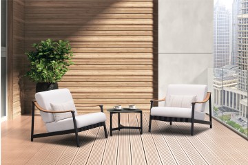 Forno da balcone, moderno set di divani in alluminio con tavolino laterale