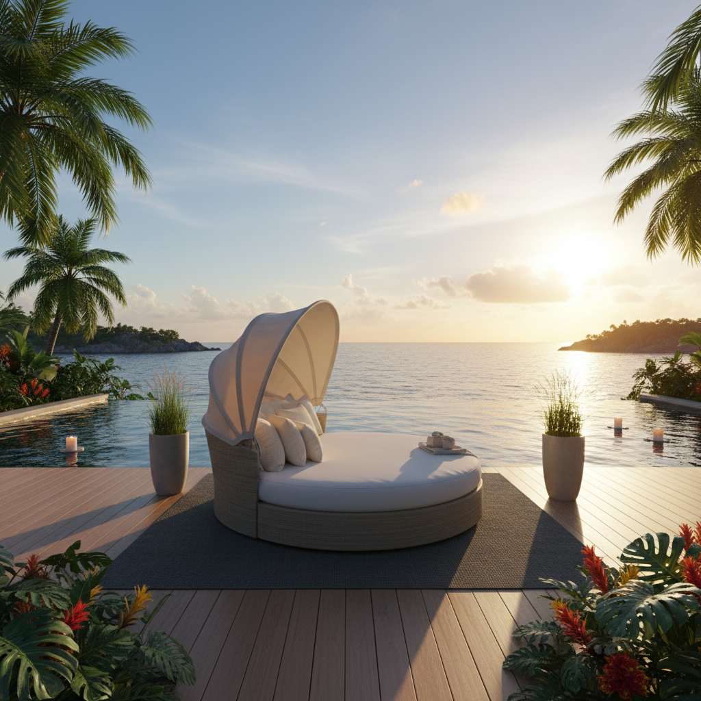 Round Bed For Poolside & Sun Deck