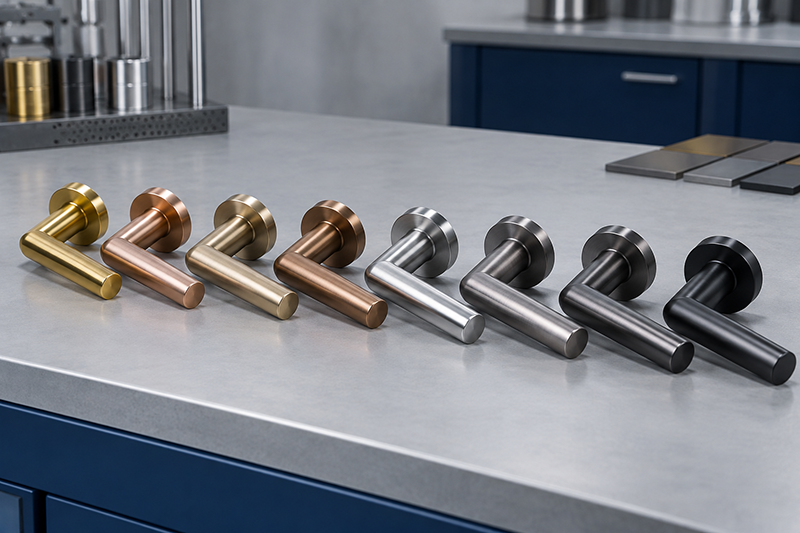 Common decorative PVD coating colors on metal hardware