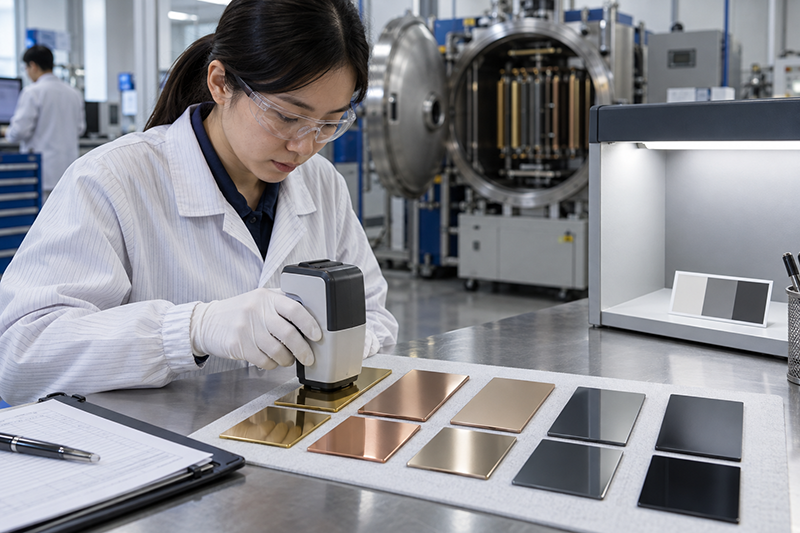 PVD coating color consistency inspection with spectrophotometer