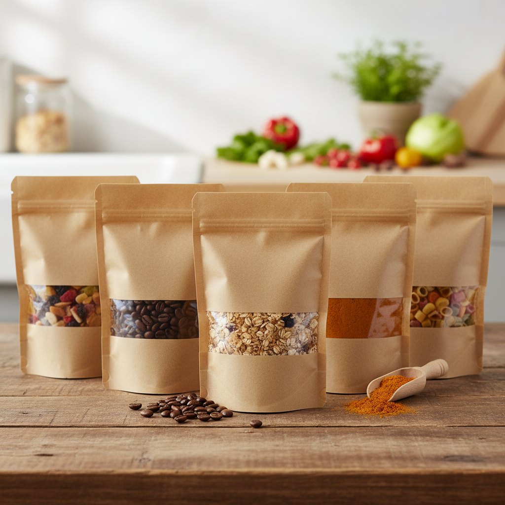 Kraft Stand Up Pouches For Food Packaging Solutions