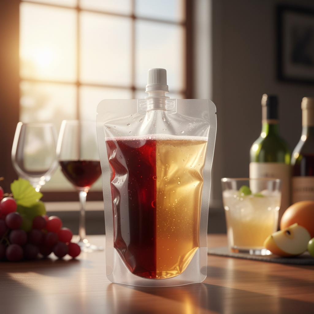 Clear Stand Up Pouch For Wine And Beverage Industry