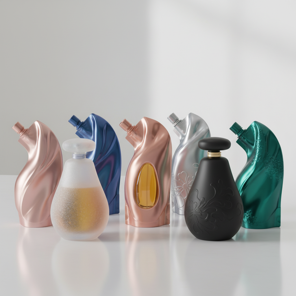 Shaped Stand Up Pouches For Fragrance And Perfume Packaging