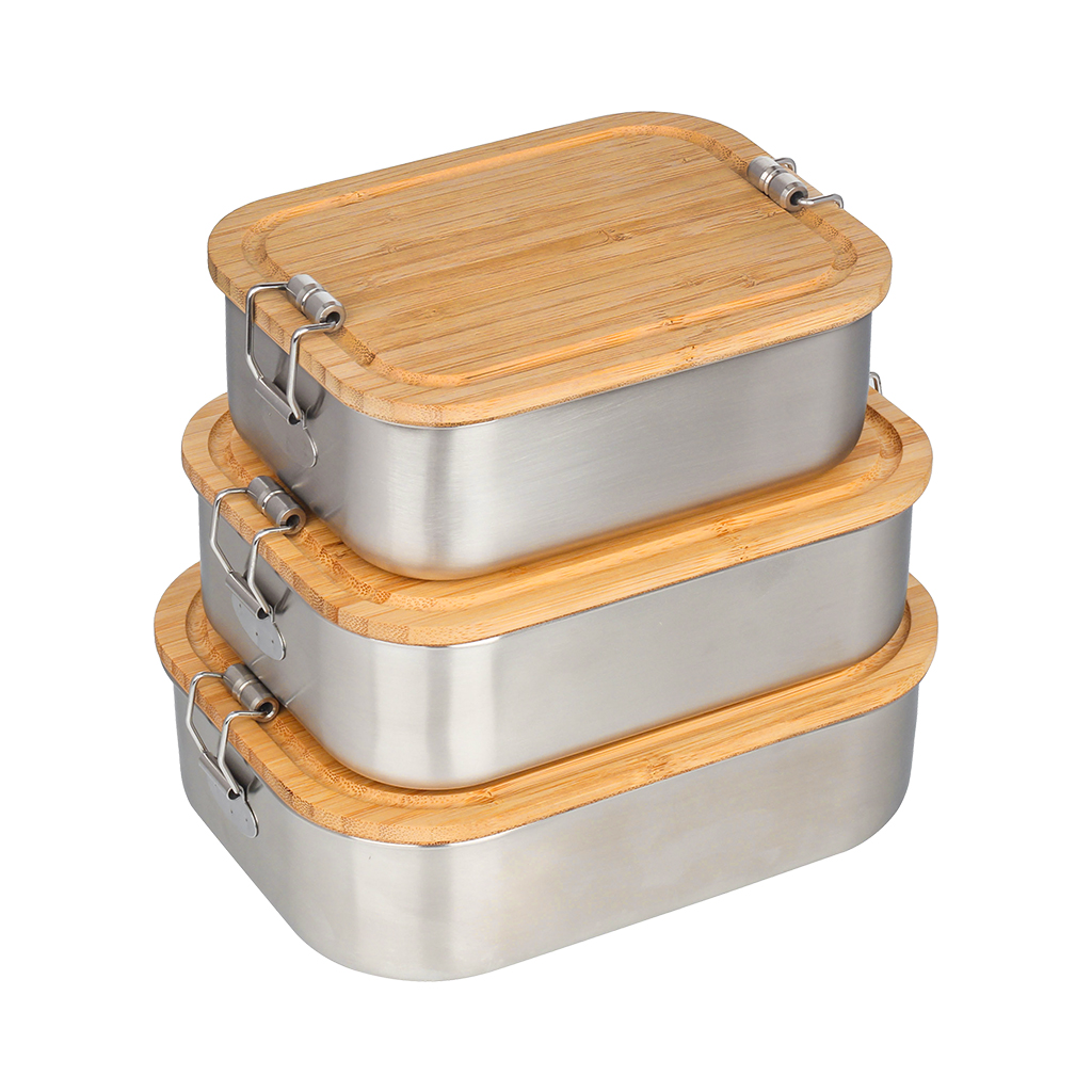 Stainless Steel Lunchbox with Bamboo Lid Series
